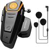 BETOWEY BT-S2 Interfono Moto, Auricolari Bluetooth per Casco Moto, 2-3 Motociclisti, Distanza 1000m, Radio, MP3, GPS, Impermeabile - Singolo, Microfono Morbido