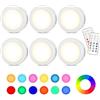 Cadrim Luci Armadio Notturna Lampada RGBW 6PZ LED Multicolore, Illuminazione 13 Colori, 2 Modalità, Luminosità Regolabile Senza Fil, Adesiva, 2 Telecomando Manuale Timer Vetrina