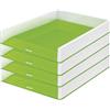 Leitz Wow, 53611054 - Set di 4 cestini per lettere, formato A4, colore: Bianco/Verde