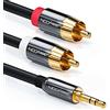 deleyCON 7,5m Cavo Jack Cinch - 3,5mm Jack a Cinch RCA - Cavo Audio Stereo - 1x Connettore 3,5mm a 2x Connettore RCA - Connettori Metallo - Nero