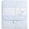 FILET - Fasciatoio da Viaggio, Fasciatoio Portatile per il Cambio Pannolino, Realizzato in Cotone Imbottito, con Tasca in Tela Aida da Ricamare, Made in Italy, Trifoglio Azzurro