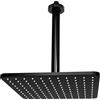Bossini - Soffione doccia quadro a soffitto Bossini Cosmo 28x28 nero opaco con braccio 300 mm