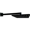 Bossini - Soffione doccia quadro a parete Bossini Cosmo 23x23 nero opaco con braccio 350 mm