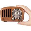 PRUNUS R-919 Radio Portatile FM, Radio Vintage Legno con Altoparlante Bluetooth, Radio Portatile Ricaricabile Supporta TF Card/AUX,Finestra di Sintonizzazione Circolare di 270°(Legno di Ciliegio)