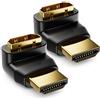 deleyCON 2x Adattatore Angolare HDMI a 90° in Set - Presa e Spina HDMI Tipo A - 4K Ultra HD UHD 3D Full HD 1080p HDR ARC Highspeed con Ethernet
