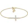 Elli Bracciale con Croce da Donna Placcato Oro, 16 cm