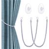 OOTSR Fermatenda Tende con Ganci Autoadesivi Trasparenti, Finestre Fermatende Corda Fibbia in Tieback per Tende per Ufficio Domestico Camera da Letto Decorazione Finestra Trattamento (Grigio)