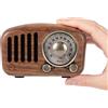 PRUNUS R-919 Radio Portatili FM, Radio Vintage Legno con Altoparlante Bluetooth, Radio Portatile Ricaricabile Supporta TF Card/AUX,Finestra di Sintonizzazione Circolare di 270° (Legno di Noce)