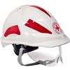 Doctorpoint Elmetto Casco Di Protezione Croce Rossa Aerato In Abs - Con Adesivi Catarifrangenti Visiera E Sottogola - Bianco