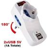 Life Tripla spina 16A rotante - prese bipasso + Schuko + 2 USB con interruttore