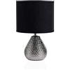 Pauleen 48018 Tavolo Sip of Silver Max. 20W E14 Lampada da Comodino Argento Nero 230V Ceramica/Tessuto Senza Lampadina