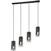 Trio Leuchten 310600132 Robin - Lampadario in vetro, colore: grigio fumo, 1 x E27 (non inclusa) Lampadario a sospensione a 4 punti luce nero opaco