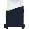 Italian Bed Linen TRAPUNTINO ESTIVO ELEGANT NO STIRO - Made in Italy - Copriletto Piazza e Mezza 220x270 cm in Morbida Microfibra - Tinta Unita - DoubleFace - Trapunta 100 g - Blu Scuro/Verde Mela