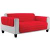 Italian Bed Linen Elegant Copri Divano Trapuntato in Microfibra Anallergica, Doubleface, Rosso/Grigio Chiaro, 2 Posti