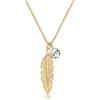 Elli Collana Boho per Donna con Ciondolo a Piuma e Cristallo Swarovski, in Argento 925, Oro, Misura 45