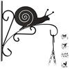Relaxdays Ganci Appendivasi con Lumaca, Portavasi da Parete, Decorazione da Giardino, in Metallo, 30 x 28 x 2 cm, Nero