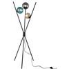 Trio Leuchten Lance 403400317 - Lampada a stelo in metallo nero opaco, vetro multicolore, 3 lampadine E14, 28 Watt
