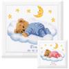 VERVACO Kit Punto Croce Contato Orso Addormentato Annuncio Nascita Punto Croce ca. 22 x 20 cm Regalo Personalizzato Set Fai da Te attività Creative Adulti Benvenuto Bambino Cross Stitch
