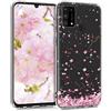 kwmobile Custodia Compatibile con Samsung Galaxy M31 - Cover Silicone TPU - Protezione Back Case - Pioggia di petali rosa/marrone scuro/trasparente