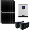 IoRisparmioEnergia Selection Kit fotovoltaico ibrido ad isola 0,5 kWp con inverter 3000W 24V PWM e 2 batterie 100Ah KIT05KWKS