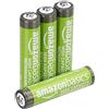 Amazon Basics - Batterie AAA ricaricabili, ad alta capacità, 850 mAh, NiMh, pre-caricate, confezione da 4