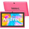 Haehne 7 Pollici Tablet PC, Google Android 4.4 Quad Core, 512MB RAM 8GB ROM, Doppia Fotocamera, WiFi, Bluetooth, per Bambini e Adulti, Rosa