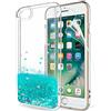 LeYi Cover per iPhone SE 2020, Cover iPhone 7/8 con protezione schermo, ragazza personalizzata liquido glitterato galleggiante trasparente 3D silicone antiurto custodia Apple iPhone SE 2020/7/8 blu