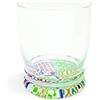 Excelsa Maioliche Set 6 Bicchieri Acqua con Fondo Decorato, 340 ml, Vetro, Multicolore