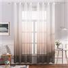 MIULEE Voile Tende Trasparenti con Occhielli Sfumato Verticale Tenda per Finestra per Soggiorno e Camera da Letto 2 Pannelli 140 x 225 CM Marrone