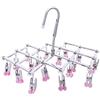 Qinglele Acciaio Inox Pieghevole Stendini con Mollette di Calzini Intimo Vestiti,Rimuovere Rapidamente i Vestiti dai Ganci,rosso