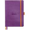 RHODIA 117579C - taccuino morbido Goalbook VIOLA - A5 14,8X21cm - Puntinato DOT - 240 pag. - Carta Clairefontaine Bianca 90g/m² - 2 nastri, chiusura con elastico - Simil Cuoio