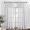 PONY DANCE Tende Soggiorno Semitrasparenti con Tasca Tende per Camera da Letto con Effetto Lino Curtains per Salotto Eleganti 2 Pezzi 132x240 CM, Grigio Chiaro