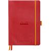 RHODIA 117582C - taccuino morbido Goalbook ROSSO PAPAVERO - A5 14,8X21cm - Puntinato DOT - 240 pag. - Carta Clairefontaine Bianca 90g/m² - 2 nastri, chiusura con elastico - Simil Cuoio