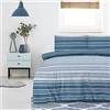 Sleepdown Set copripiumino color foglia di tè, motivo a righe, reversibile, facile da pulire, morbido e comodo, con federe, king size (230 x 220 cm)