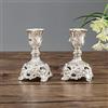 Sziqiqi Set di 2 Candelieri Candelabri Candelabro Portacandele in Argent Cromato Metallo per Soggiorno Tavolo da Pranzo Centrotavola Creativo, Argent