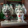 CERAMICHE CALTAGIRONE Teste di Moro siciliane in ceramica Caltagirone Donna-Uomo Verde cm 42