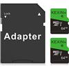 KEXIN Scheda di Memoria 64GB Scheda Micro SD 2 Pezzi MicroSDXC e Adattatore SD, C10 U1 Micro SD Card TF Card per Telefono, Videocamera, Switch, Gopro, Tablet (Confezione da 2, Micro SD 64 Giga)