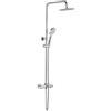 Ibergrif M21810 Colonna Doccia Termostatico, Doccia Soffione Completo, Set Doccia con Soffione e Doccetta, Asta per Doccia Regolabile a Muro, Termostato, Asta Tubo Flessibile, Cromo, Argento