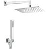 Damast - Kit doccia quadro in ottone cromato Damast Elegance 13654 13653 - 13639 : Dimensioni - 30*30 cm