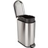 Amazon Basics Pattumiera rettangolare con chiusura silenziosa, 40L / 10.6 galloni, per spazi stretti, Argento