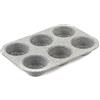 Salter BW02778G Marblestone Collection Teglia da forno a 6 tazze in acciaio al carbonio, ottima per torte, crostate e mini quiche, stampo muffin agnelli, antiaderente, grigia