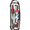 Maped - Set compasso Maped Stop System 5 pezzi - Linea perfetta - Con protezione di sicurezza per la punta - Mina per compasso + anello + matita meccanica da 0,5 mm + custodia e temperino