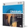 D'Addario Corde per Chitarra Acustica - EJ11 - 3D 80/20 Bronzo, 12 - 53, 3 set, chiaro