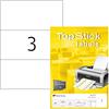 TopStick Etichette multiuso autoadesive, 3 etichette per foglio A4, 100 fogli, 210 x 99 mm, 300 etichette, etichette adesive universali vuote, per stampanti laser e inkjet, bianco