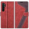 MOBESV Custodia per Xiaomi Mi Note 10 Lite, Cover a Libro Magnetica Custodia in pelle Per Xiaomi Mi Note 10 Lite, Elegante Rosso