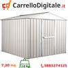Box in Acciaio Zincato Casetta da Giardino in Lamiera 2.76 x 2.60 m x h2.12 m - 110 KG - 7,2 metri quadri - BIANCO