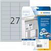 HERMA Etichette per Targhette, 63,5 x 29,6 mm, Etichette Adesive A4 per Stampante, 27 Etichette per Foglio, Argento