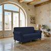 Italian Bed Linen Copridivano FASHIONABLE Estensibile da 120 a 160 cm - Salvadivano Elasticizzato in Poliestere, Cotone ed Elastan, Protezione Divano 2 Posti - BLU SCURO