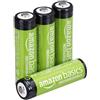 Amazon Basics Confezione da 4 batterie AA NiMH ricaricabili, 2000 mAh, 1,2 V, ricaricabili fino a 1000 volte, precaricate