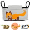 GLÜCKSWOLKE Borsa per Passeggino - 12 Motivi I Organizer per Carrozzina Neonato I Portaoggetti con Dispenser per Salviette I Universale Organizzatore Bambini I Motivo Volpe (colore grigio)